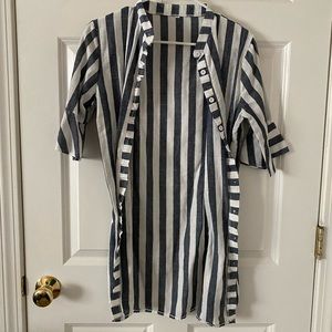 Blue and white striped top